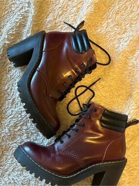 Burgundy Heeled Doc Martens